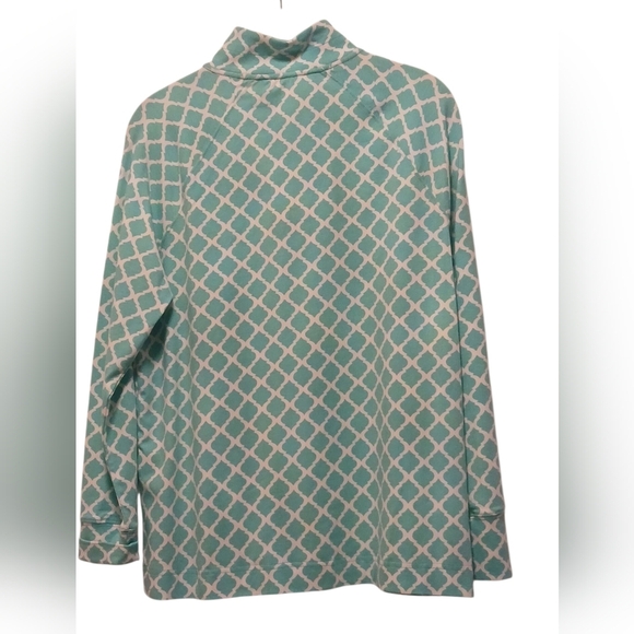 Pappagallo - NWT, Turquoise & White Diamond Print, Long Sleeve Pullover Warm-up - Picture 4 of 11